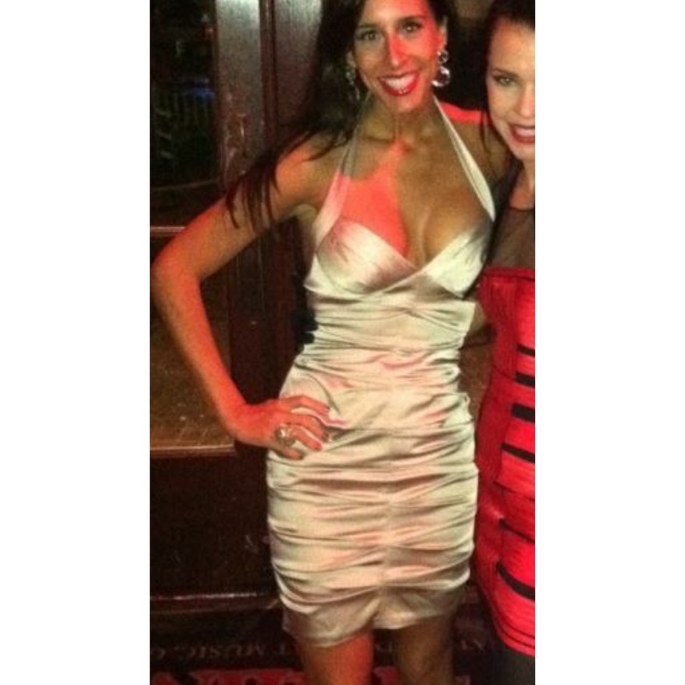 BCBG Max Azria Champagne ruched dress